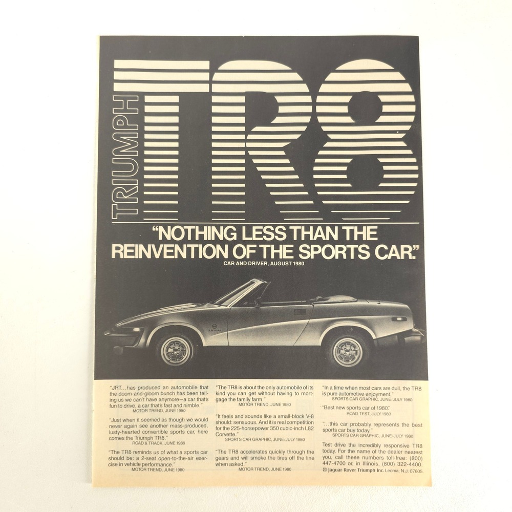 Vintage Triumph TR8 Convertible Print Ad Advertisement Garage Promo Decor 1981